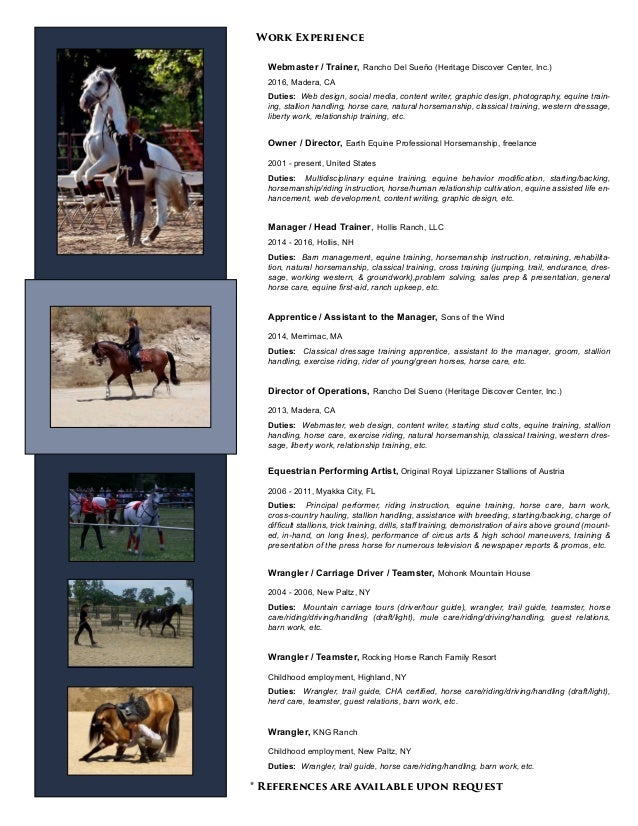 Equine resume