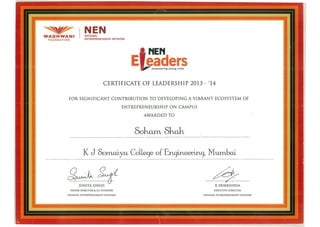 E-Leader Certificate of Leadership