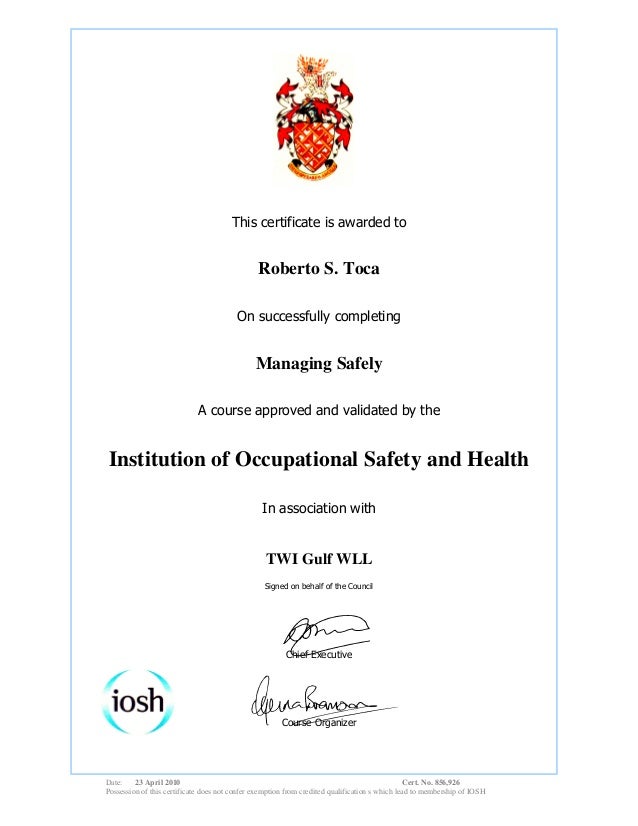 IOSHManaging Safely