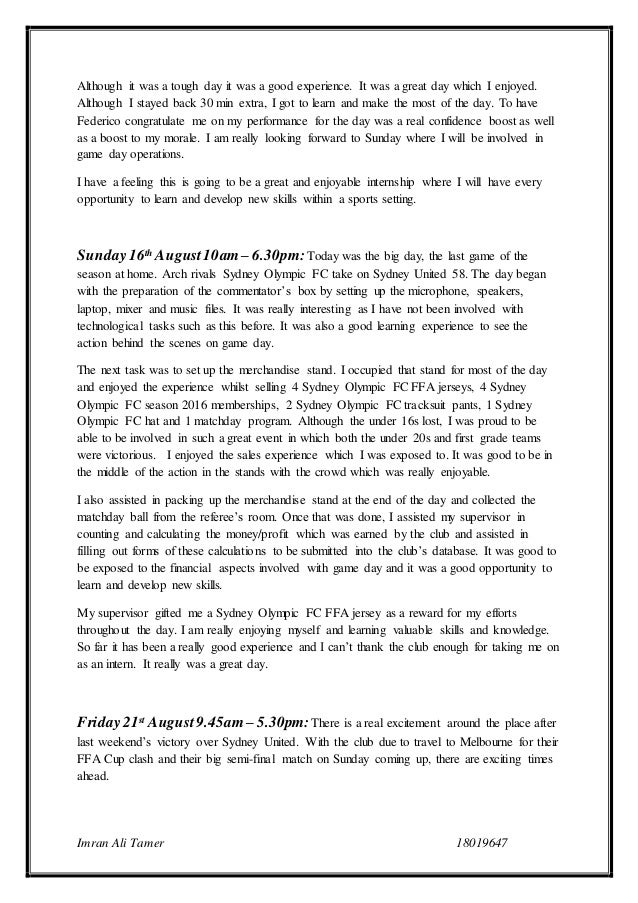 Internship Field Diary