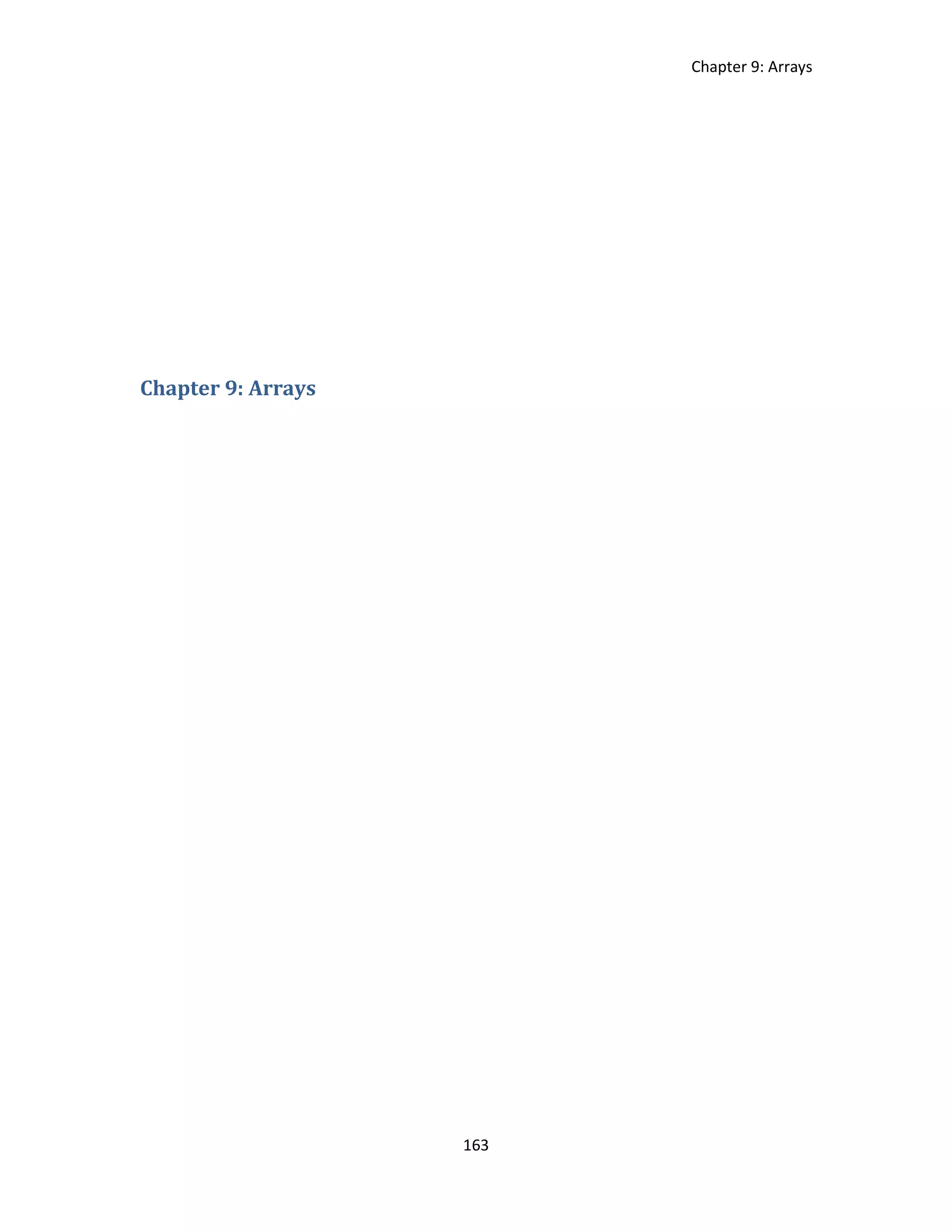 Chapter 9: Arrays 163 Chapter 9: Arrays 