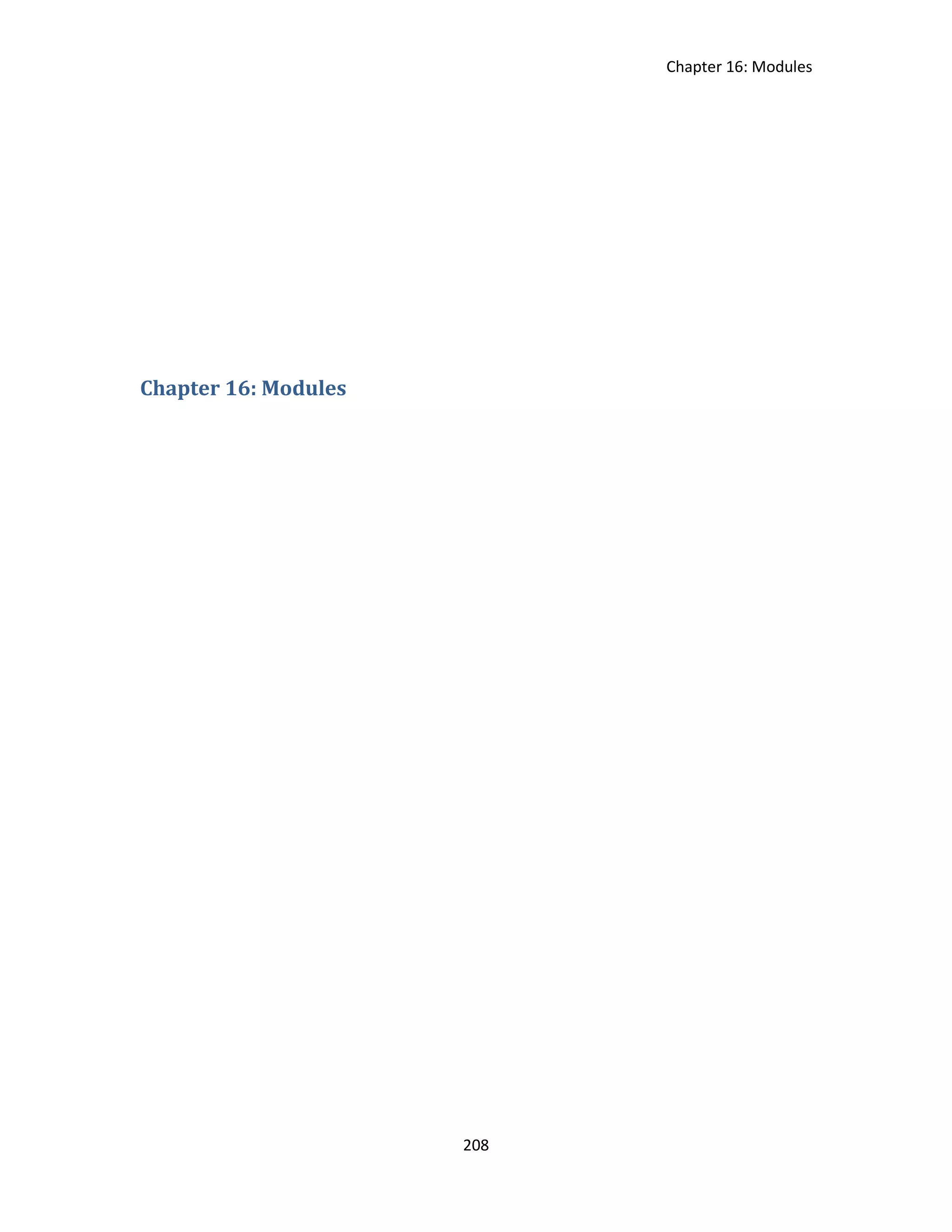 Chapter 16: Modules 208 Chapter 16: Modules 
