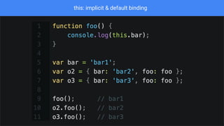this: implicit & default binding
 