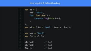 this: implicit & default binding
bar1
bar2
bar3
 