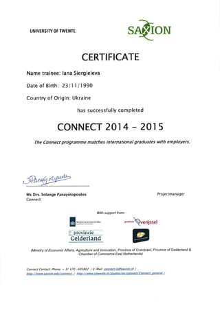 Certificate Connect Siergieieva