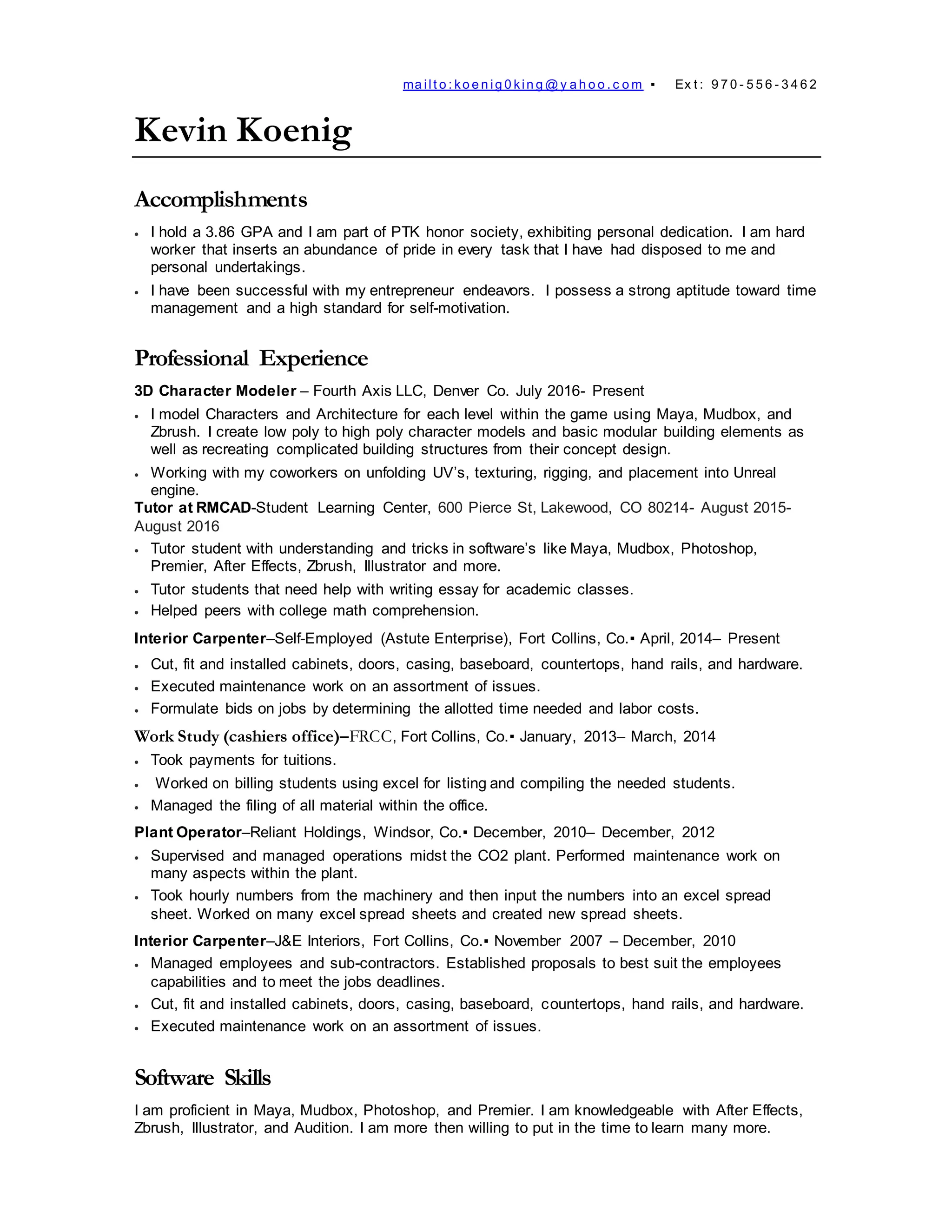 Kevin Koenig's resume | DOCX