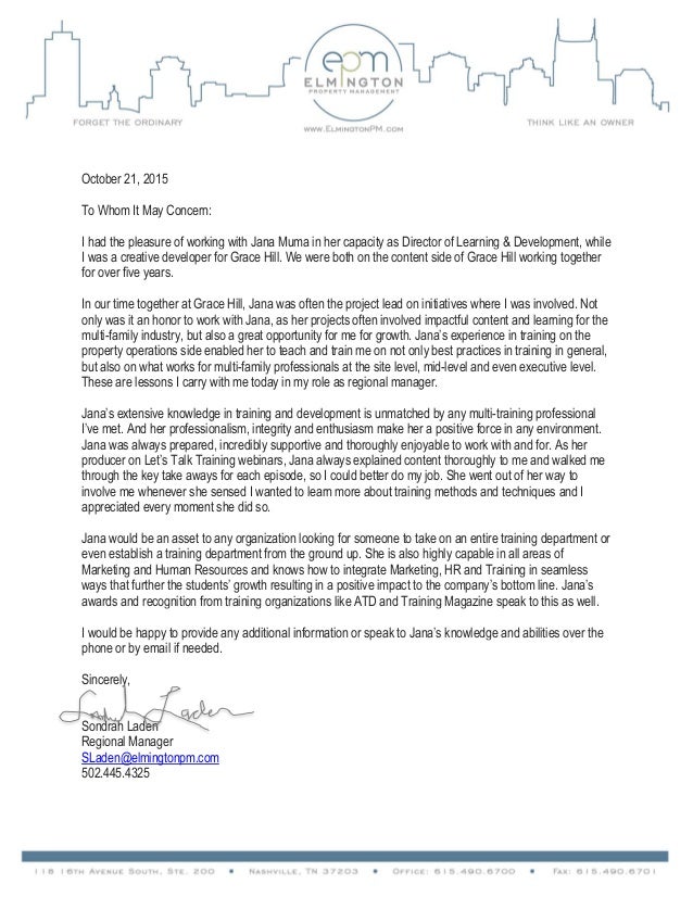 Recommendation Letter Sondrah Laden