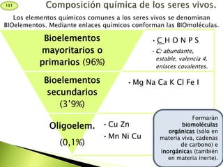 Chonps Bioelementos 1BACH. Organización de los seres vivos | PPTX