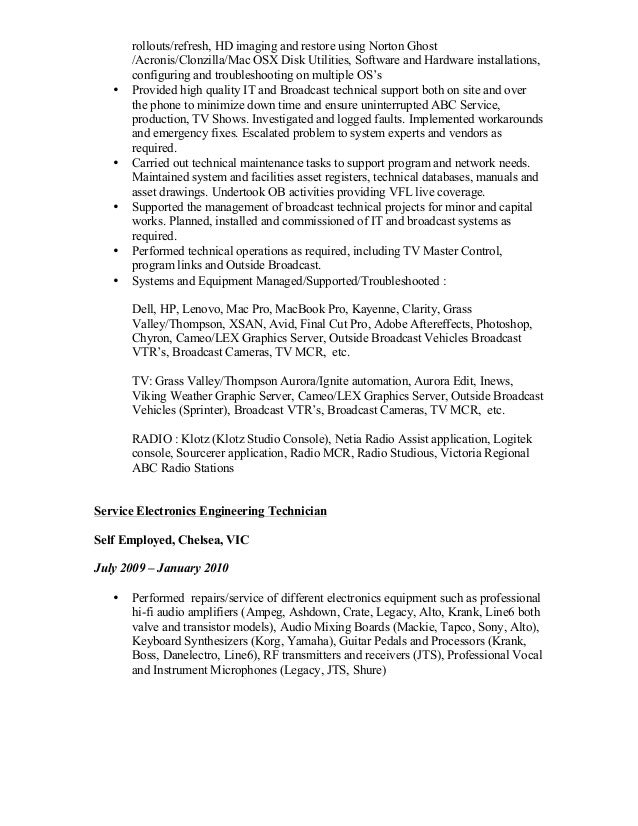 broadcast engineer resumes