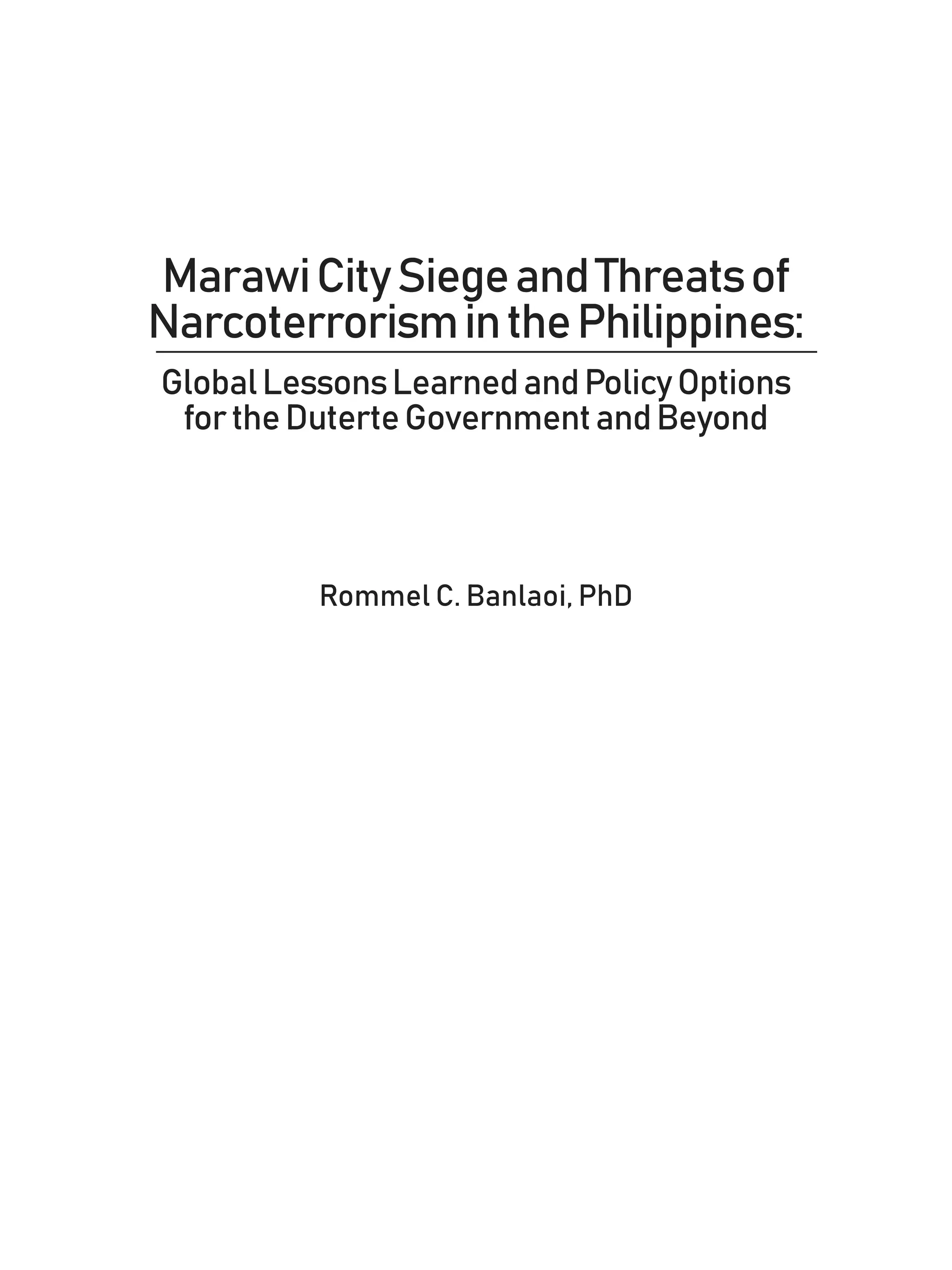 Marawi City Siege and Threats of Narcoterrorism in the Philippines | PDF