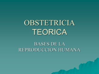 OBSTETRICIA
TEORICA
BASES DE LA
REPRODUCCION HUMANA
 