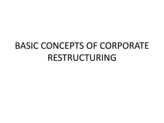 BASIC CONCEPTS OF CORPORATE
RESTRUCTURING

 