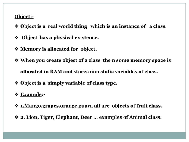 object oriented programming concepts and explanation | PPT