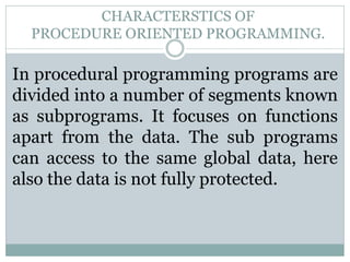 object oriented programming concepts and explanation | PPT