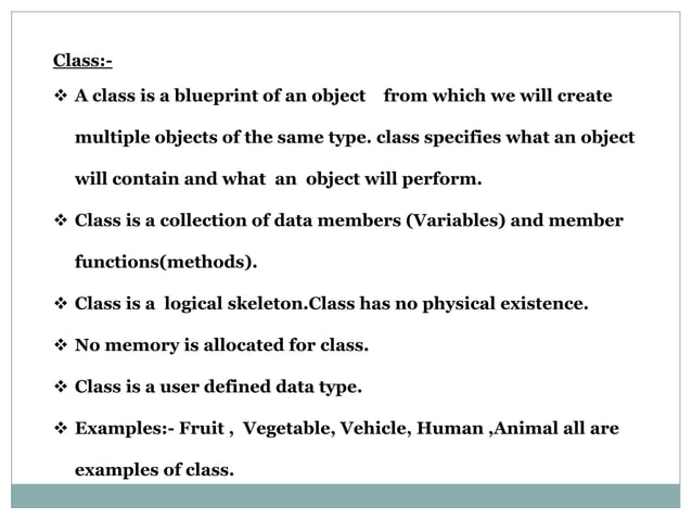 object oriented programming concepts and explanation | PPT