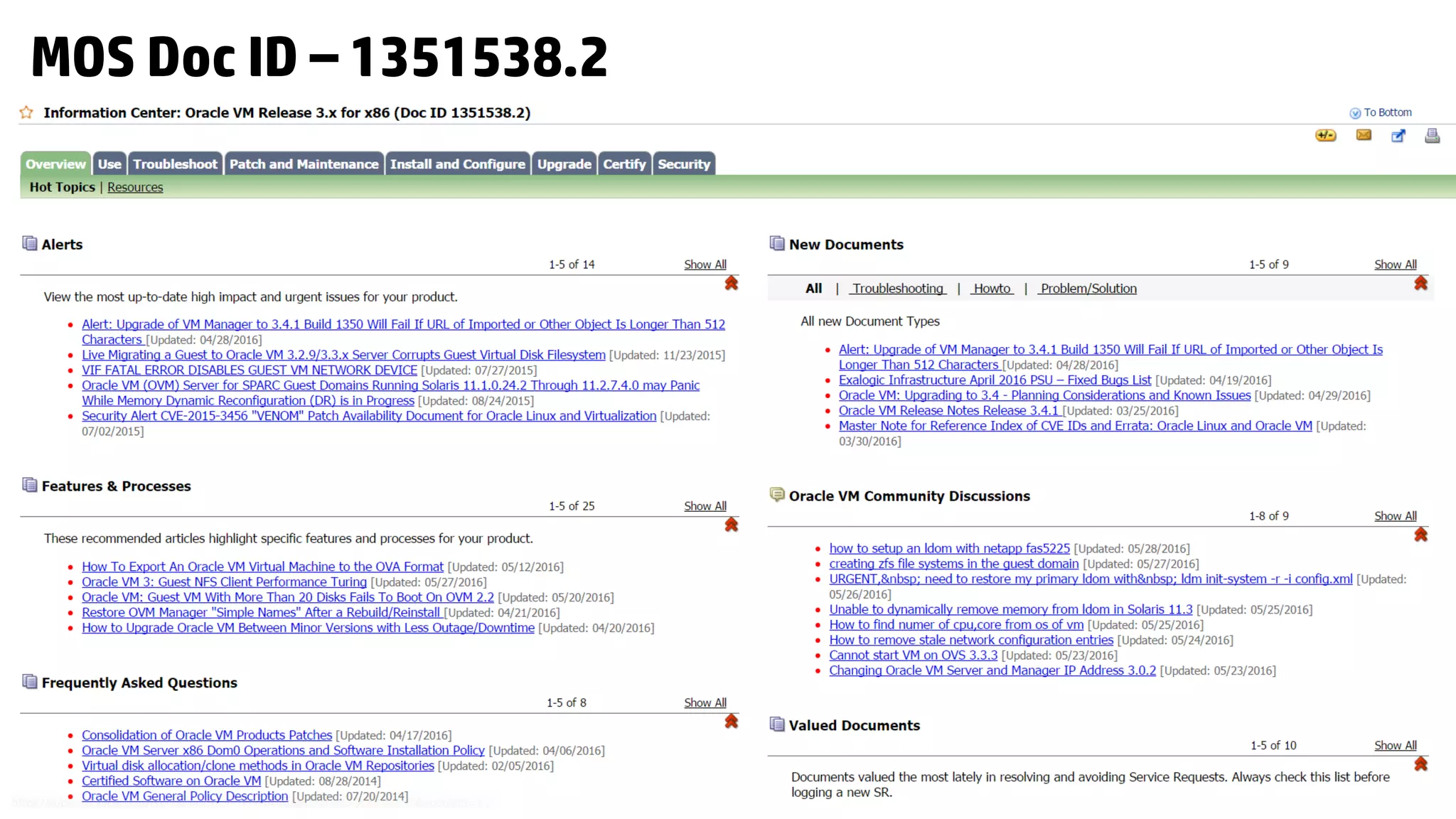 49
MOS Doc ID – 1351538.2
 