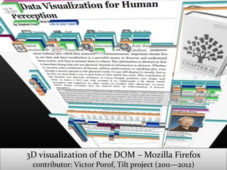 Master on Software Engineering :: Human-Computer Interaction
Dr. Sabin-Corneliu Buraga – www.purl.org/net/busaco
3D visualization of the DOM – Mozilla Firefox
contributor: Victor Porof, Tilt project (2011—2012)
 