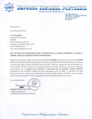 ENP Puerto Cortes Dry Bulk Terminal FS Reference letter