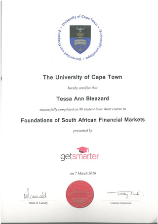 UCT online course certificate