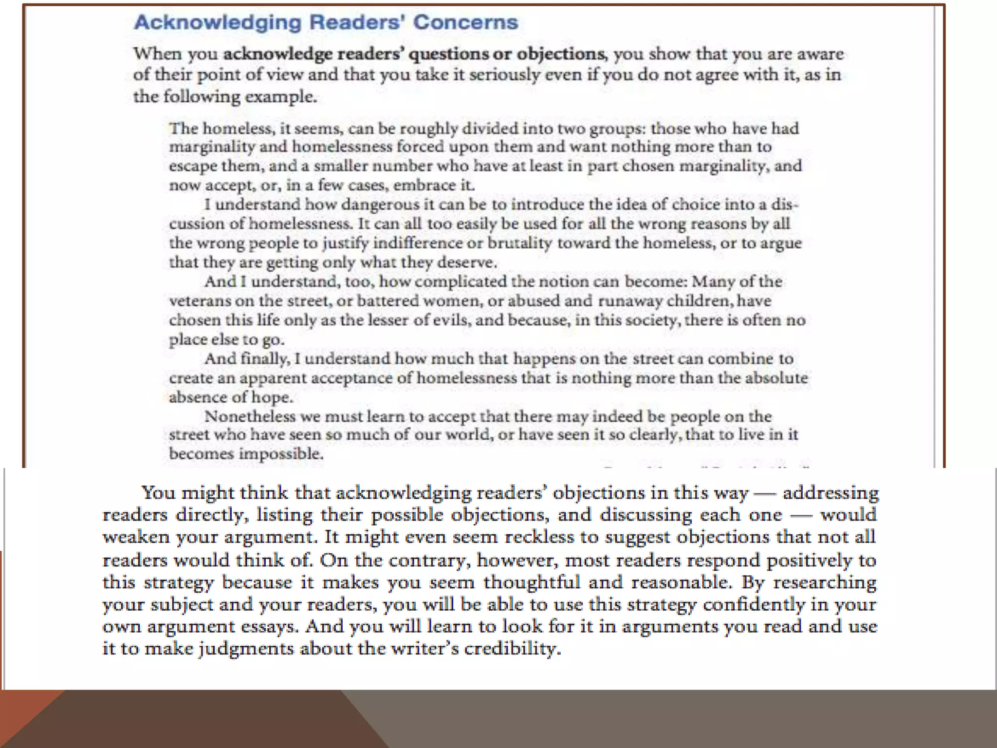 TRY ACKNOWLEDGING READERS’ CONCERNS
I understand….


I understand…..


I understand….


Nevertheless……..
 