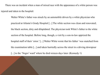 CITING SUMMARIZED MATERIAL

 In Randall Kennedy’s article “Racial Passing” in the
Ohio State Law Journal, he discusses such a case in
the journey of Ellen Craft, a black woman who
passed not only as white but as a white man in order
to smuggle her husband north to avoid slavery (1).

 