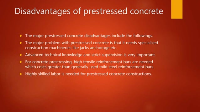 Advantages and disadvantages of Prestressed concrete | PPTX | Civil ...