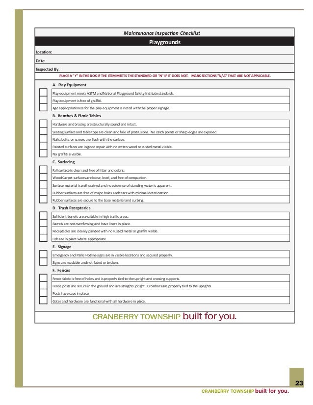 Parks Maintenance Plan