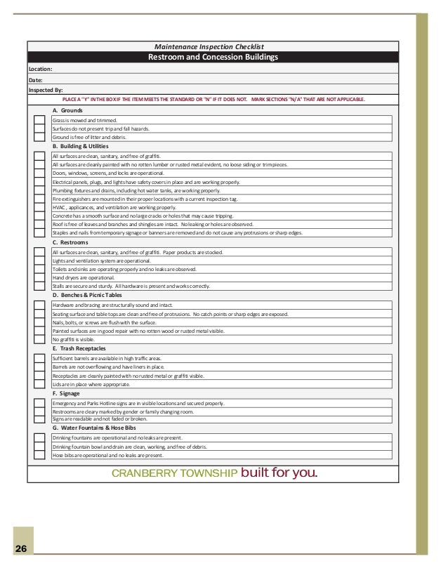 Parks Maintenance Plan