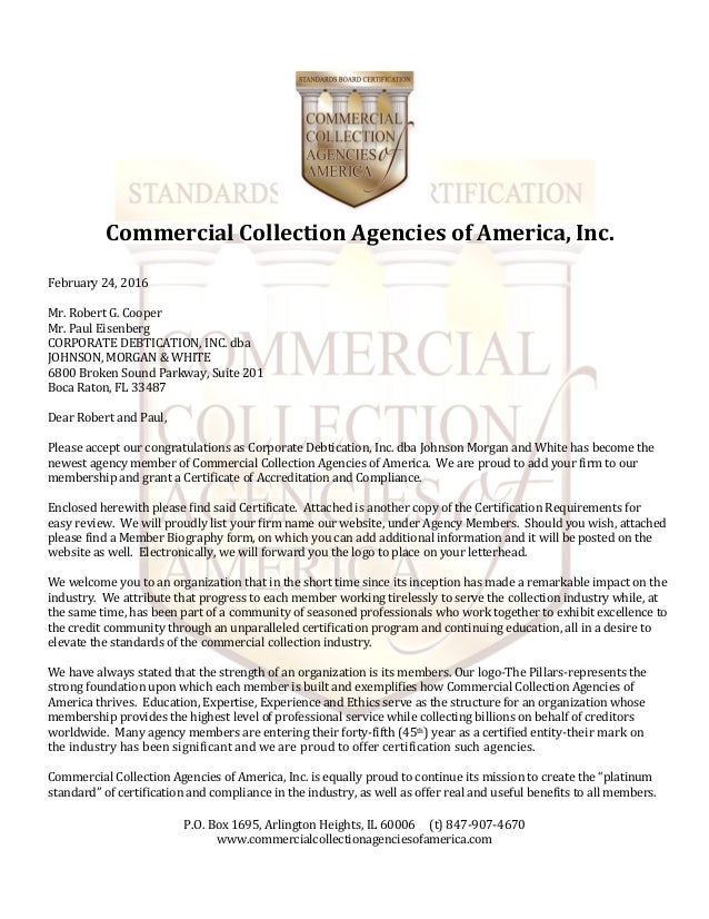 corporate welcome letter