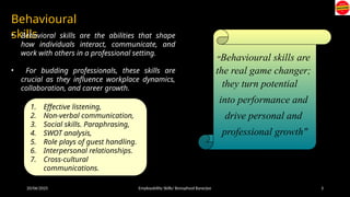 Behavorial Skill Behavioral Skills / Employability Skills | PPTX