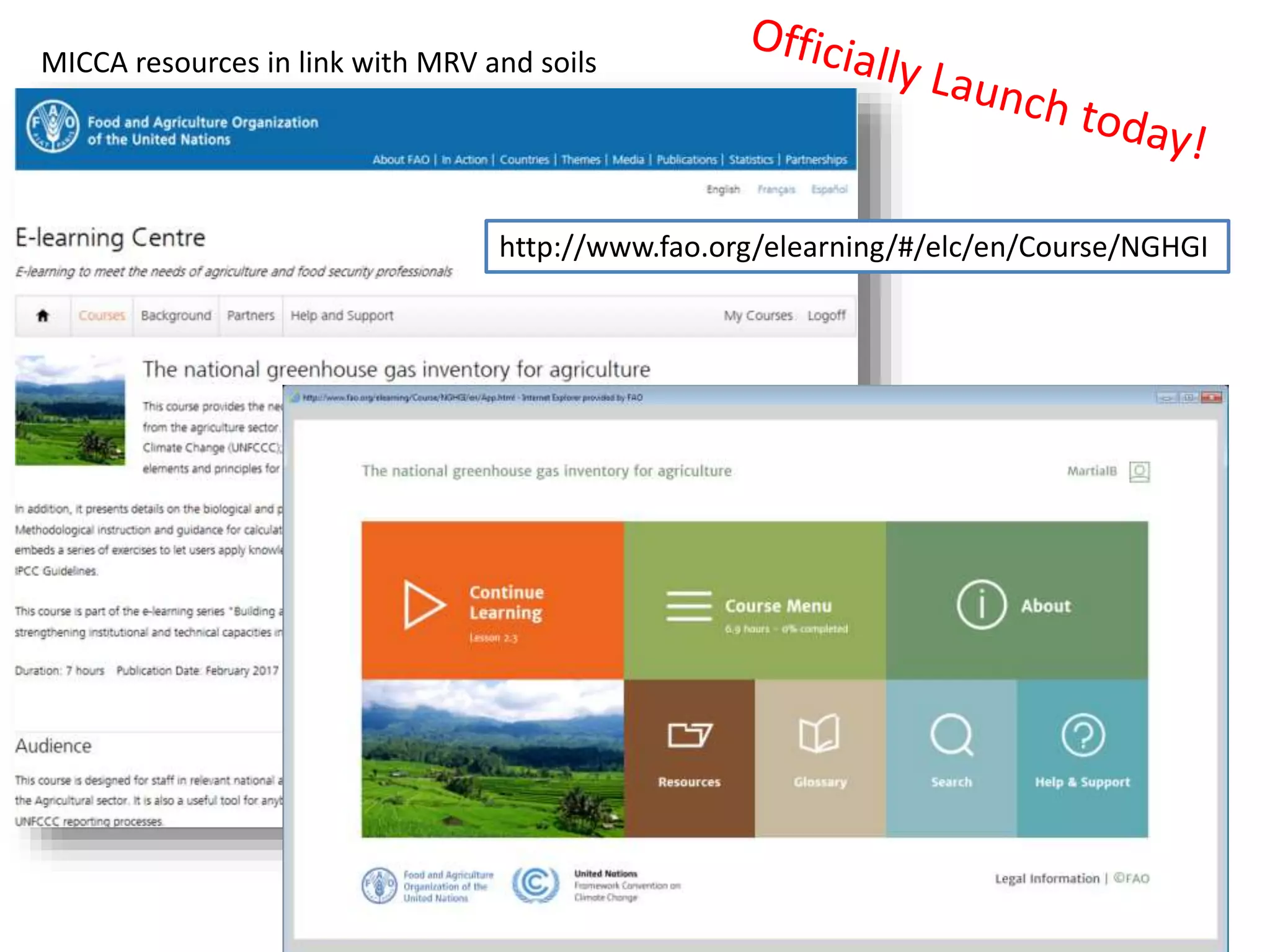 http://www.fao.org/elearning/#/elc/en/Course/NGHGI
MICCA resources in link with MRV and soils
 