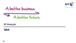 Q&A
BT Group plc
20
 