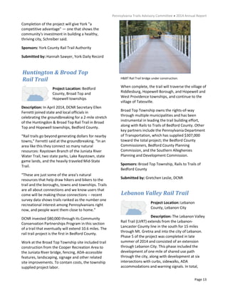 Pennsylvania Trails Advisory Committee ● 2014 Annual Report
Page 13
Completion of the project will give York "a
competitiv...