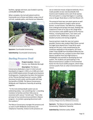 Pennsylvania Trails Advisory Committee ● 2014 Annual Report
Page 15
facilities, signage and more, was funded in part by
a ...