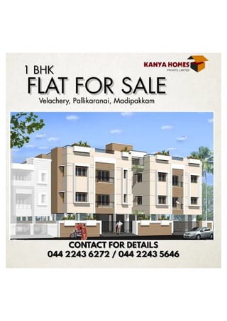 1 bhk flat for sale in medavakkam - Kanya Homes Pvt Ltd