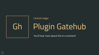 Gh Plugin Gatehub
Central Ledger
You'll hear more about this in a moment!
 