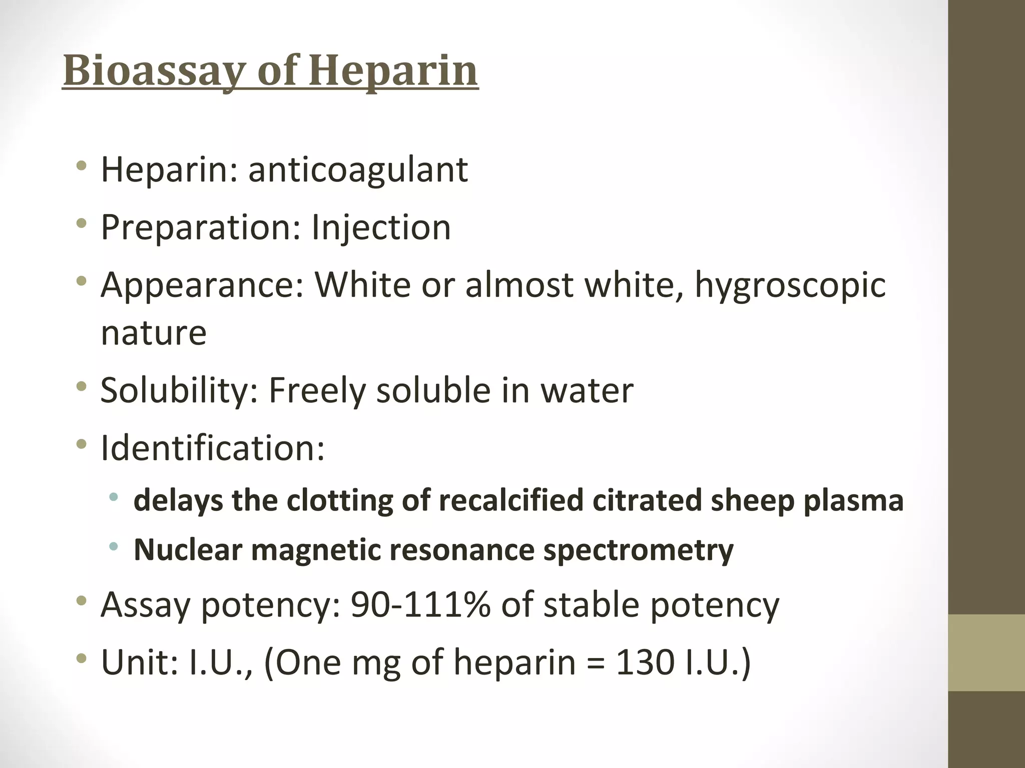 Bioassay of Heparin | PPT