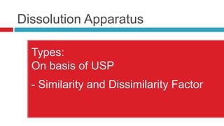 Usp Dissolution Types In vitro Performance evaluation methods of Tablets | PPTX