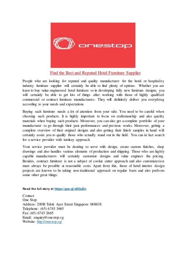 Find the Best and Reputed Hotel Furniture Supplier