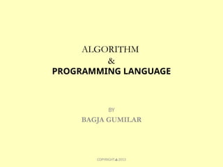 1_BJ_Introduction algoritm and programming language | PPT
