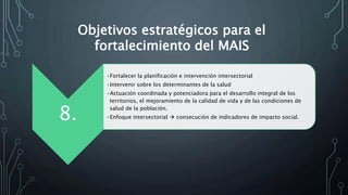 COMPONENTES DEL MODELO DE ATENCIÓN INTEGRAL
DE SALUD FAMILIAR COMUNITARIO E INTERCULTURAL–
MAIS-FCI
Componentes del MAIS F...