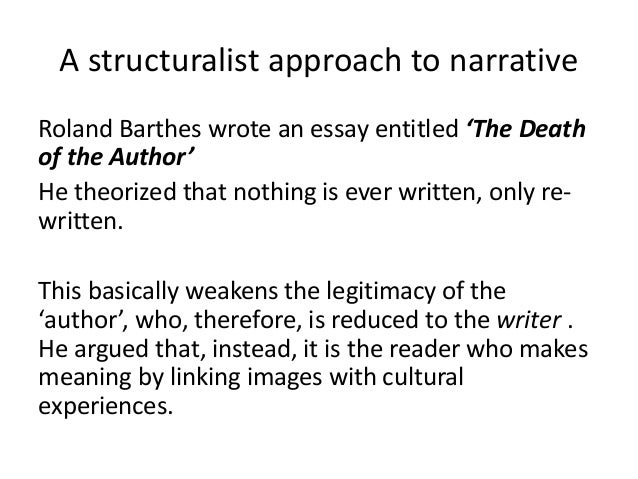 roland barthes1968 essay he death of the author Work and text: an analysis of barthes’ seminal essays roland barthes, in this essay author in his other essay the death of the author. roland barthes1968 essay he death of the author Work and text: an analysis of barthes’ seminal essays roland barthes, in this essay author in his other essay the death of the author.