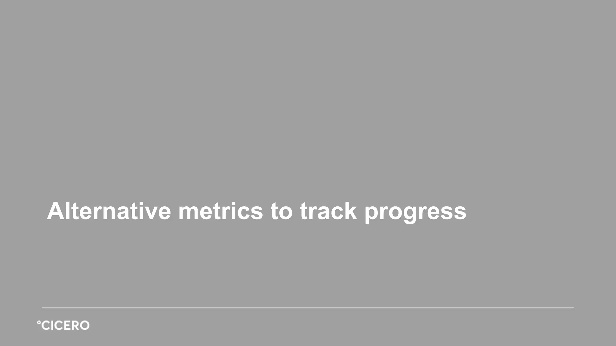 Alternative metrics to track progress
 