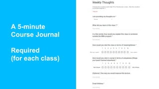 A 5-minute
Course Journal
Required
(for each class)
Not very useful Very useful
 