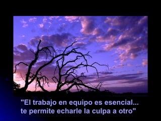 "El trabajo en equipo es esencial...
te permite echarle la culpa a otro"
 