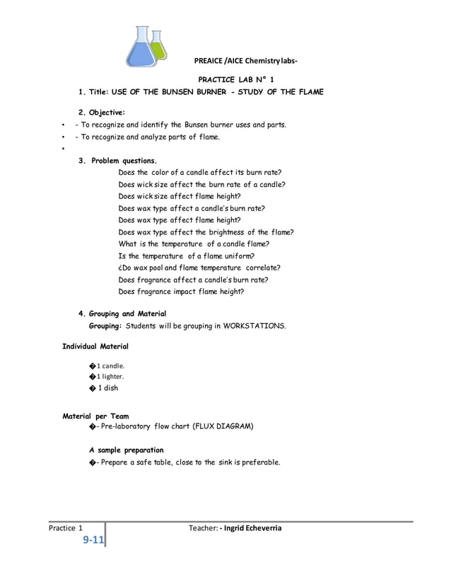 Bunsen Burner & Candle Flame Lab PDF