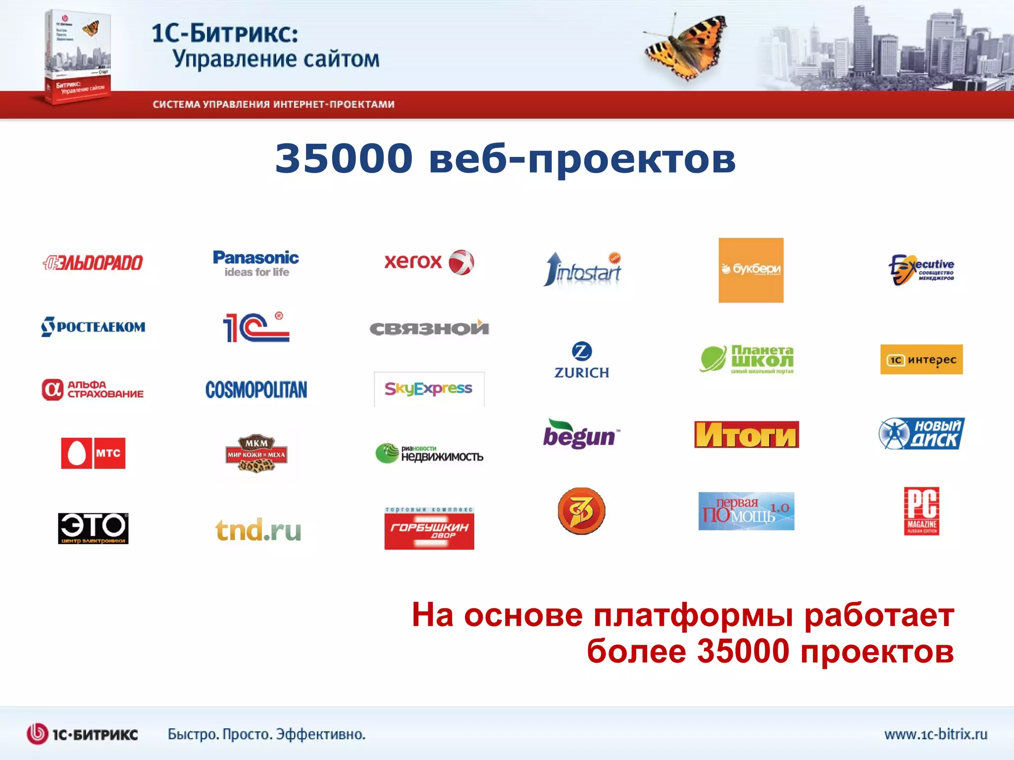 35000 веб-проектов




     На основе платформы работает
              более 35000 проектов
 
