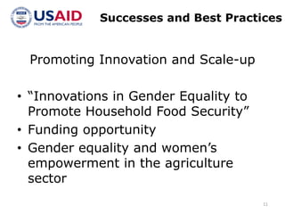 Integrating Gender in Food Security Programming: The Feed the Future Initiative