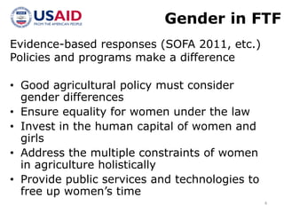 Integrating Gender in Food Security Programming: The Feed the Future Initiative