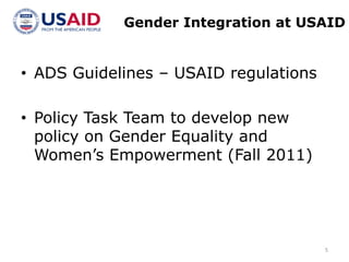 Integrating Gender in Food Security Programming: The Feed the Future Initiative